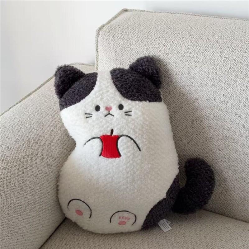 Cat Plush Cushion With Embroidered Cartoon Design For Living Room Decor