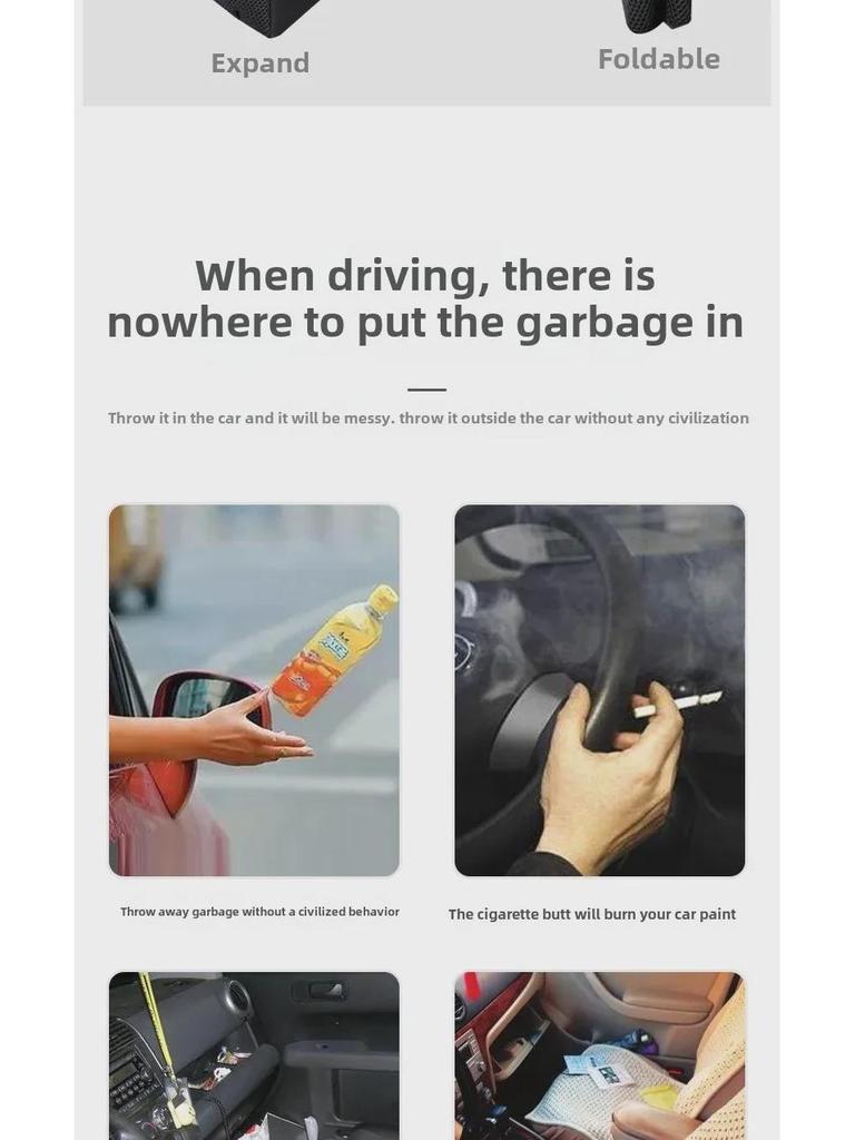Przenośny Składany Kosz na Śmieci do Montażu w Samochodzie z Wielofunkcyjnym Designem do Zawieszania