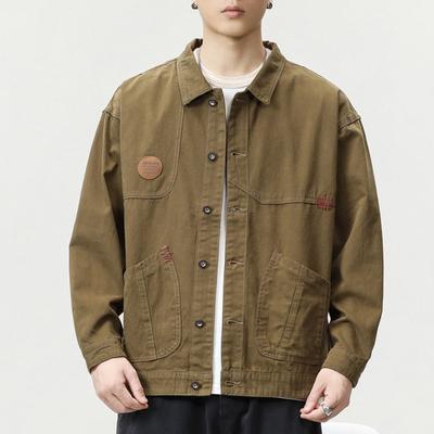 Pure Cotton Tooling Jacket Men'S Loose Trendy Brand Large Size American Top Men'S Retro Casual Jacket Men'S Trendy