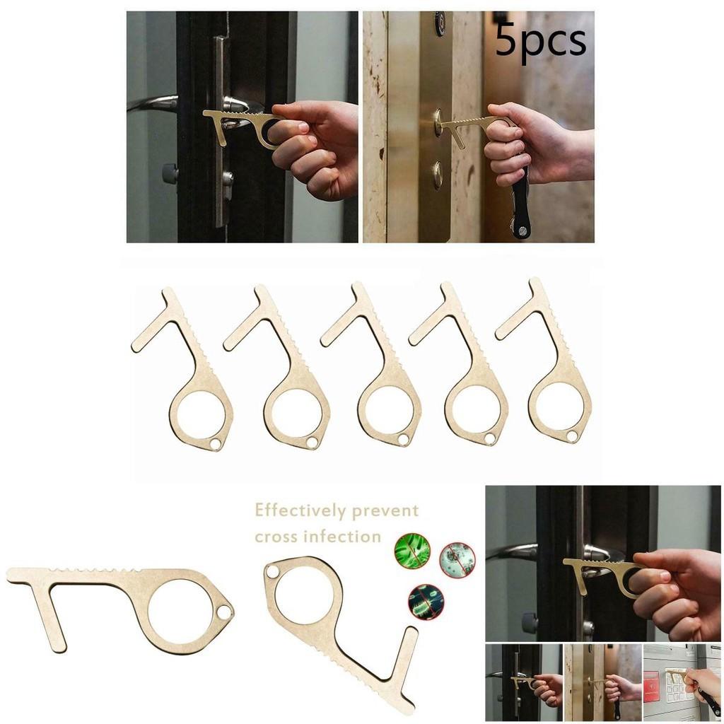 Portable Contactless Safety Door Opener Golden Alloy Key For No Touch Convenience