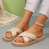 Fashion 2024 Women Slippers New Minimalist Cross Band Sandals Trend Beach Hemp Rope Slippers Espadrille Outdoor Shoes Home Slides Women