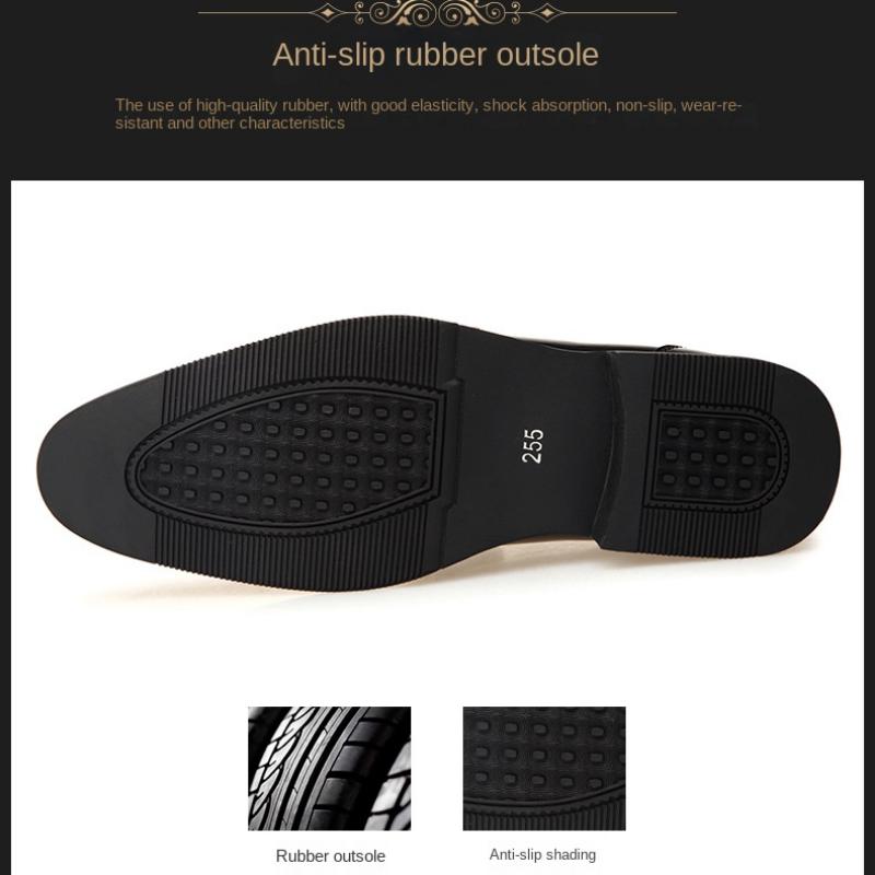 Pánské kožené boty New Pointed Bright Leather Business Formal Wear Stélka zvyšující výšku