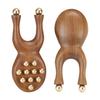 Yousheng Sandalwood Facial Massage Roller with 12 Brass Beads, Y-Shaped Ergonomic Gua Sha Tool for Face Eye Nose Ear Muscle Relaxation Tension Relief