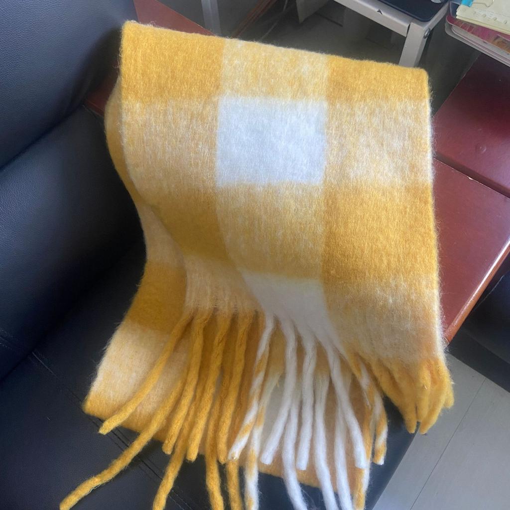 New AC plaid mohair scarf soft waxy warm scarf autumn and winter imitation cashmere shawl women