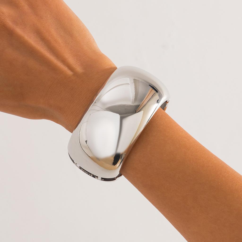 DIEZI 3 Style Punk Gold Color Metal Wide Bangles For Women Men Vintage Fashion Silver Color Geometric Spring Bracelets Jewelry