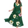 Dámské letní šaty s kulatým výstřihem, krátkým rukávem, květinovým potiskem, boho, volné