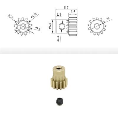 M0.5 13T-26T 2mm Shaft Aluminum Pinion Gear M0.5 Metal Motor Gear for 1/28 1/24 RC Car Buggy Truck Model Brushless Motor Parts