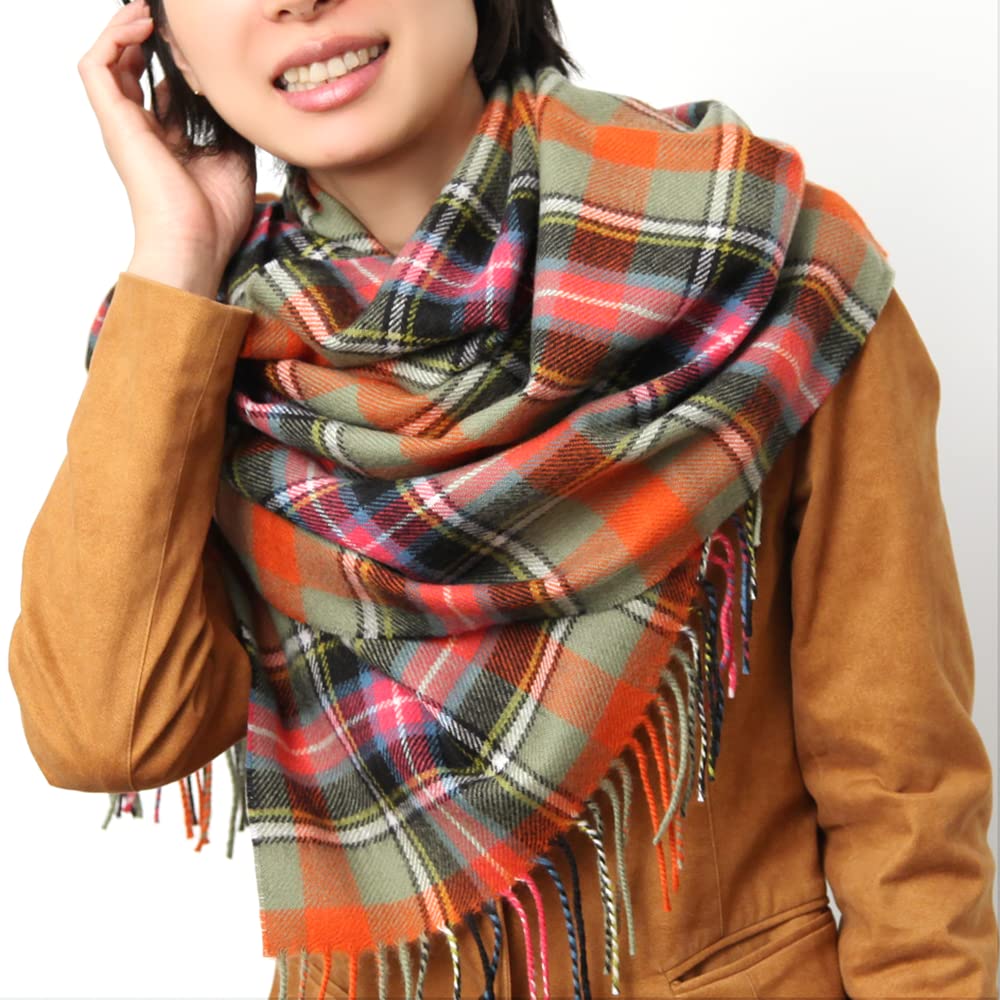 Lochcarron Lambswool Tartan Check Scarf of Made in UK Large, 100% (Bruce Kinnaird), Scotland,