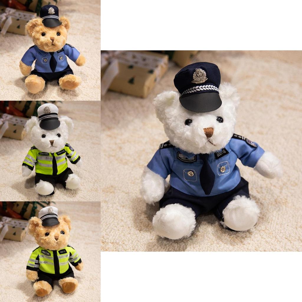 Police Bear Plush Toy With Pp Cotton Filling Rose Velvet For Kids Gift Special Characters Included