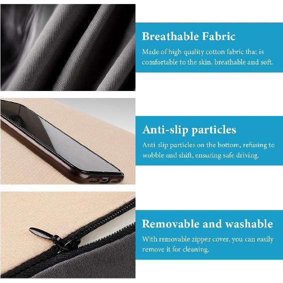 Car Seat Cushion, Comfort Ergonomic Memory Foam Seat Cushion for Tailbone Back Pain Relief, Breathable Car Cushion Suitable for Short People Driver