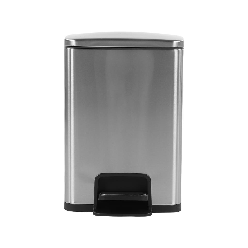 20L Stainless Steel Trash Can Step Pedal Kitchen Waste Bin Soft Close Lid Square Design Fingerprint Proof Space Saving