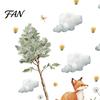 Self Adhesive Wall Murals for Baby Room Watercolor Forest Animals Stickers, Cute Fox Deer Hedgehog PVC Waterproof Decals, Theme Art Children