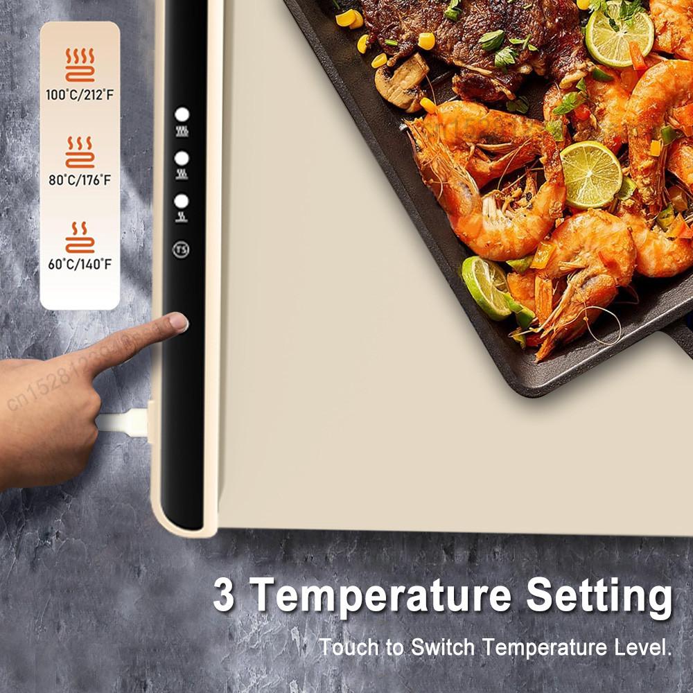 Foldable Electric Warming Tray Portable Smart Food Fast Heating Mat Household Electric Food Warmer Plate