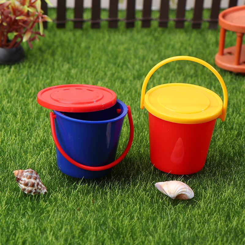 1/12 Dollhouse Mini Buckets With Cover Dollhouse Kitchen Bucket Decoration Dolls House Home Accessories
