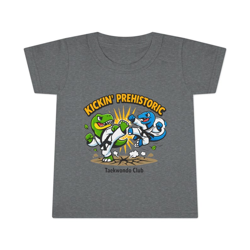 Kickin Prehistoric Dino Karate Toddler T-shirt | Kids Martial Arts Tee 100
