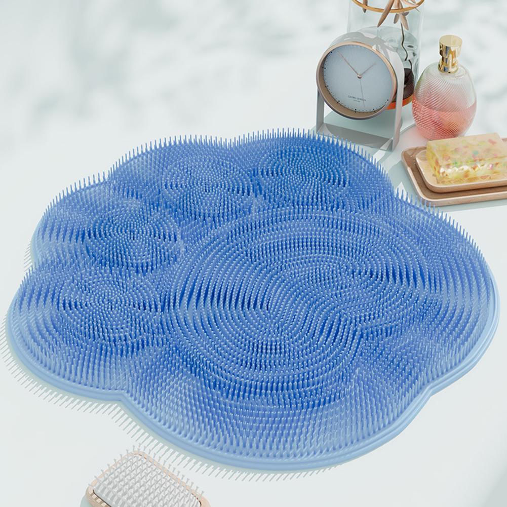 

Wall Mounted Shower Foot Exfoliators Silicone Massage Shower Non-Slip Bath Mat Back Massage Brush Foot Exfoliating For Bathroom синий