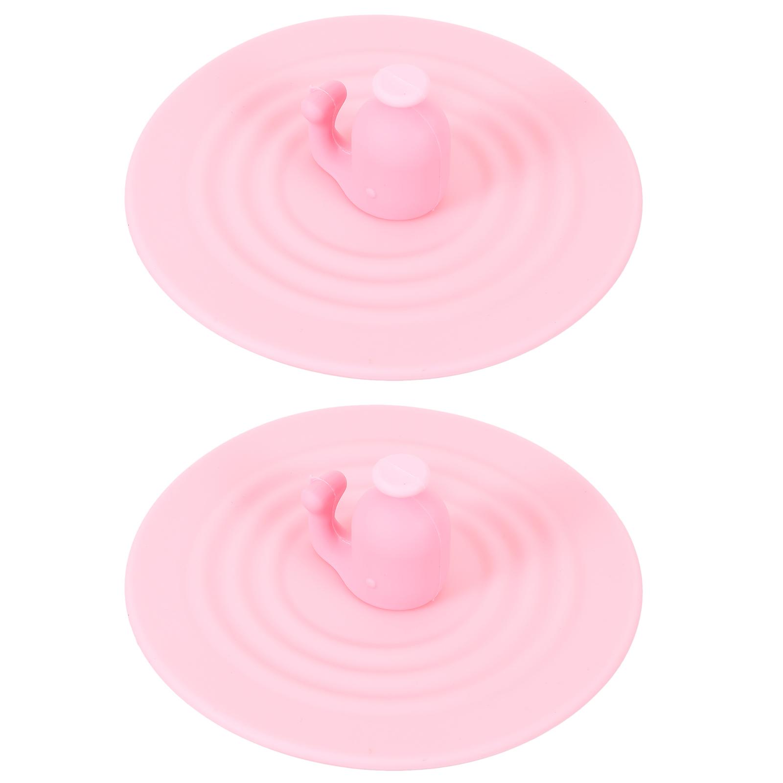 

2Pcs Leak-Proof Mug Lids Silicone Cup Covers Heat Resistant Cartoon Whale Design Dustproof Spoon Holder Cup Lid for Cups розовый
