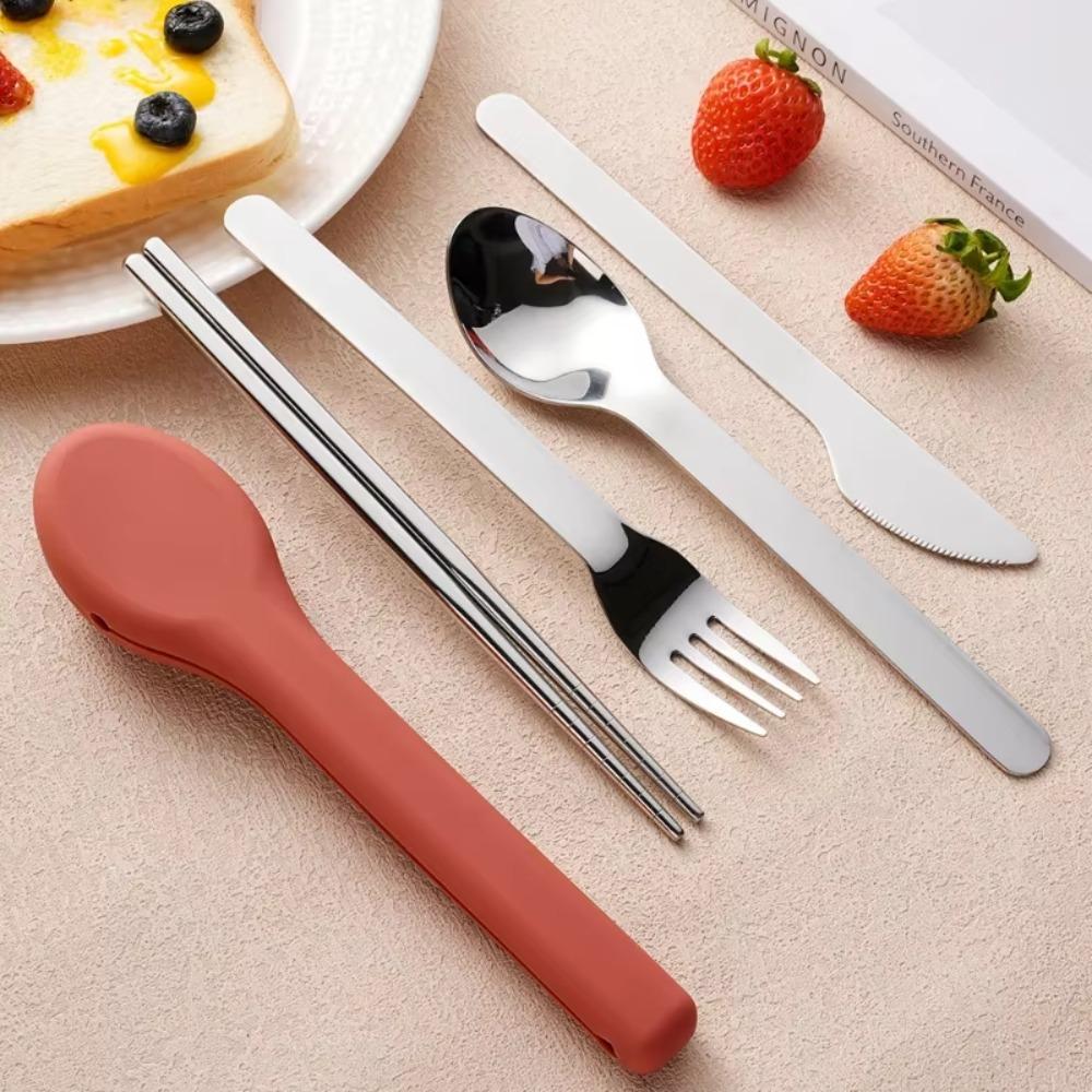 3pcs/set 304 Stainless Steel Children's Tableware Set Rust-proof Flatware Set  Camping