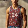 INCERUN Ärmellose Herren-Tanktops aus durchsichtigem Netz mit Print, Racerback