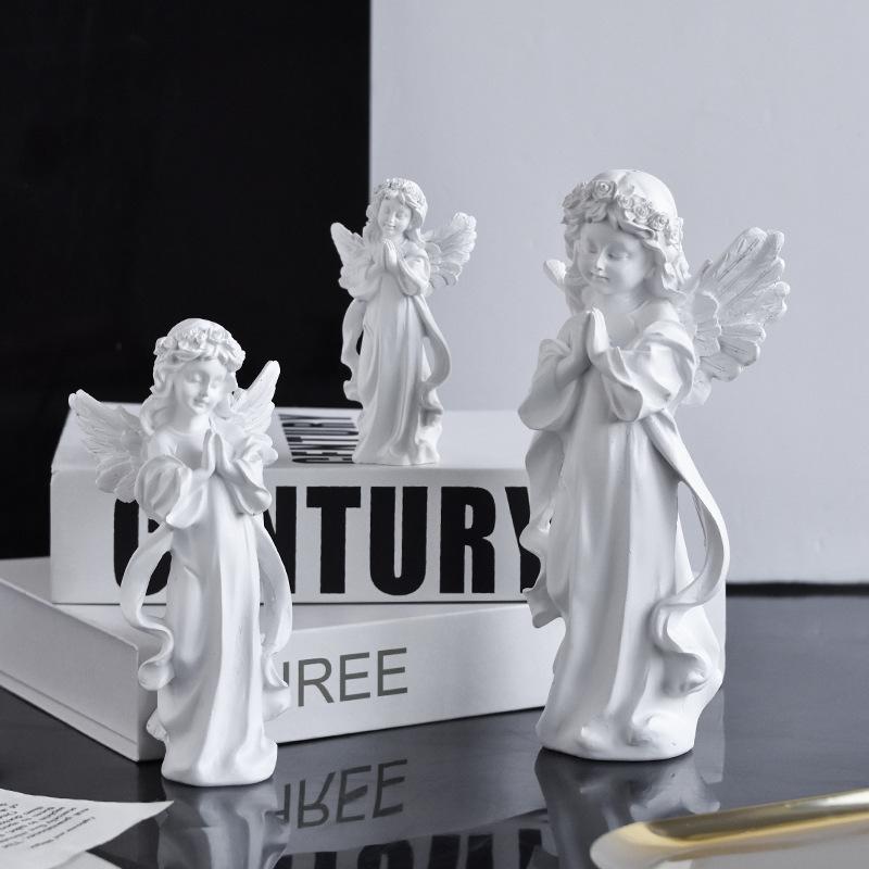 European Classic Praying Angel Resin Crafts Ornament Little Girl Statue Home Desktop Decoration