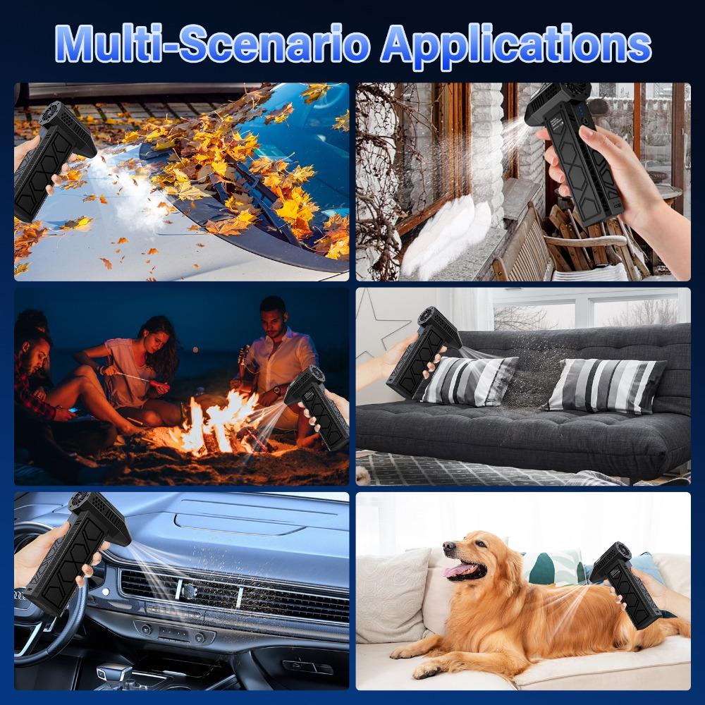 Blower Fan Compressed Air Duster 180000RPM Electric Duster 5000mAh Battery with LED Lights and Cooling Function Can USB Charging