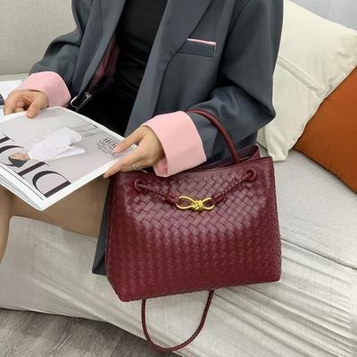 Bow Hardware Bag Fashionable Women's Braided Handbag  One-shoulder Crossbody Bag