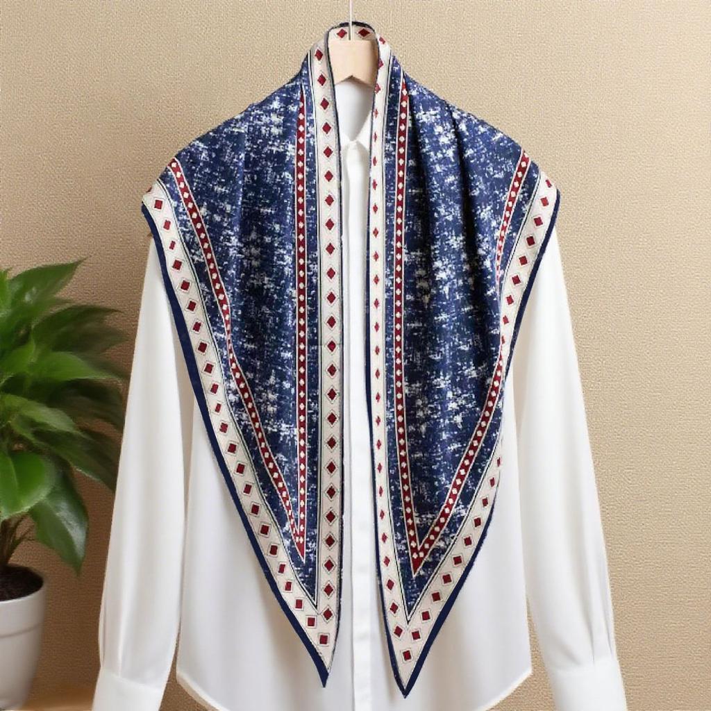 Retro American printed triangle scarf women's versatile atmosphere decorative headscarf multi-functional fart curtain neck scarf silk scarf