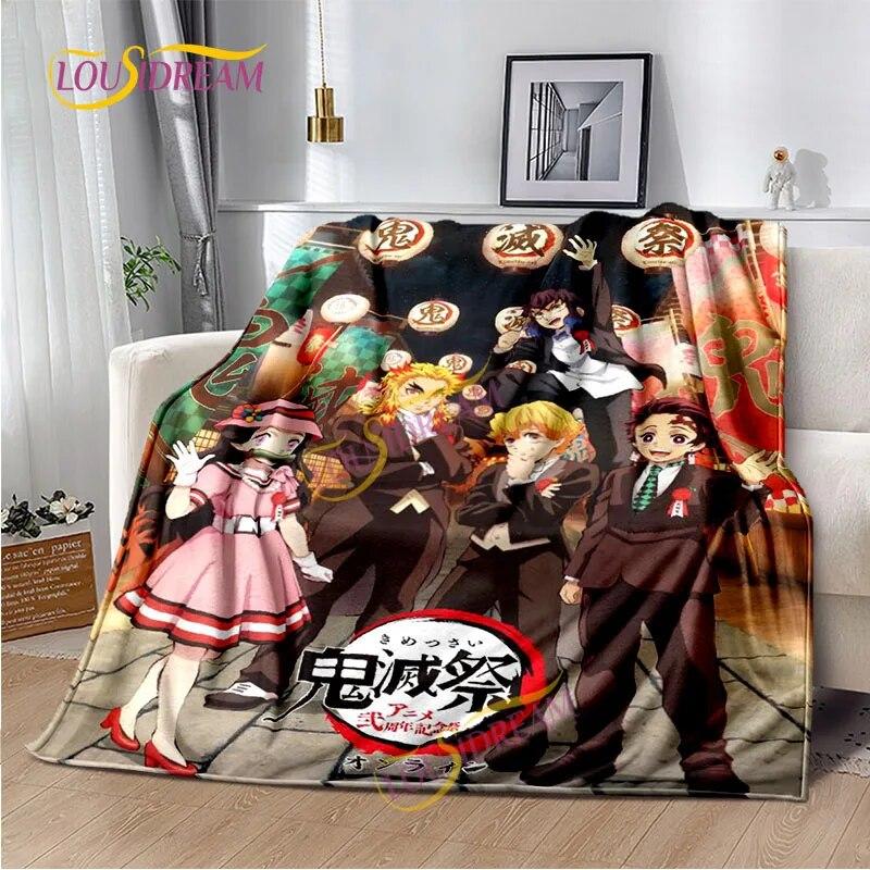 Japanese Cartoon Series Blanket Living Room Bed Sofa Travel 3D Demon Slayer Blanket Cartoon Home Office Hiking Gift