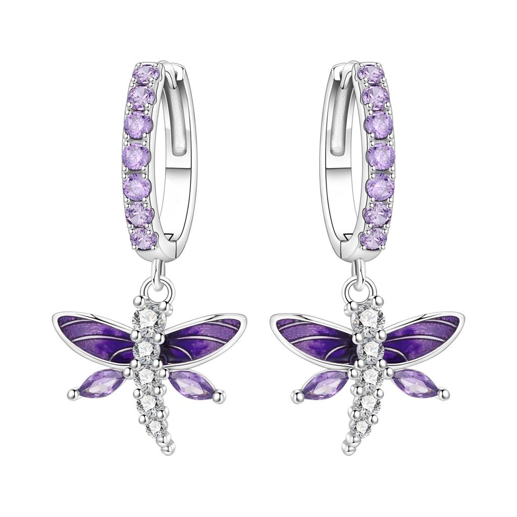 S925 Silver Exquisite Butterfly Hoop Earrings With Sparkling Zircon Dragonfly Design Elegant And Versatile Accessory