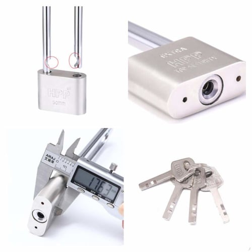 Tumecos U-Lock, Padlock, Bicycle Lock, Alloy Steel, with 4 Keys, Cut-Resistant, Waterproof, Rust-Resistant, Anti-Theft, Suitable for Home, School, Off