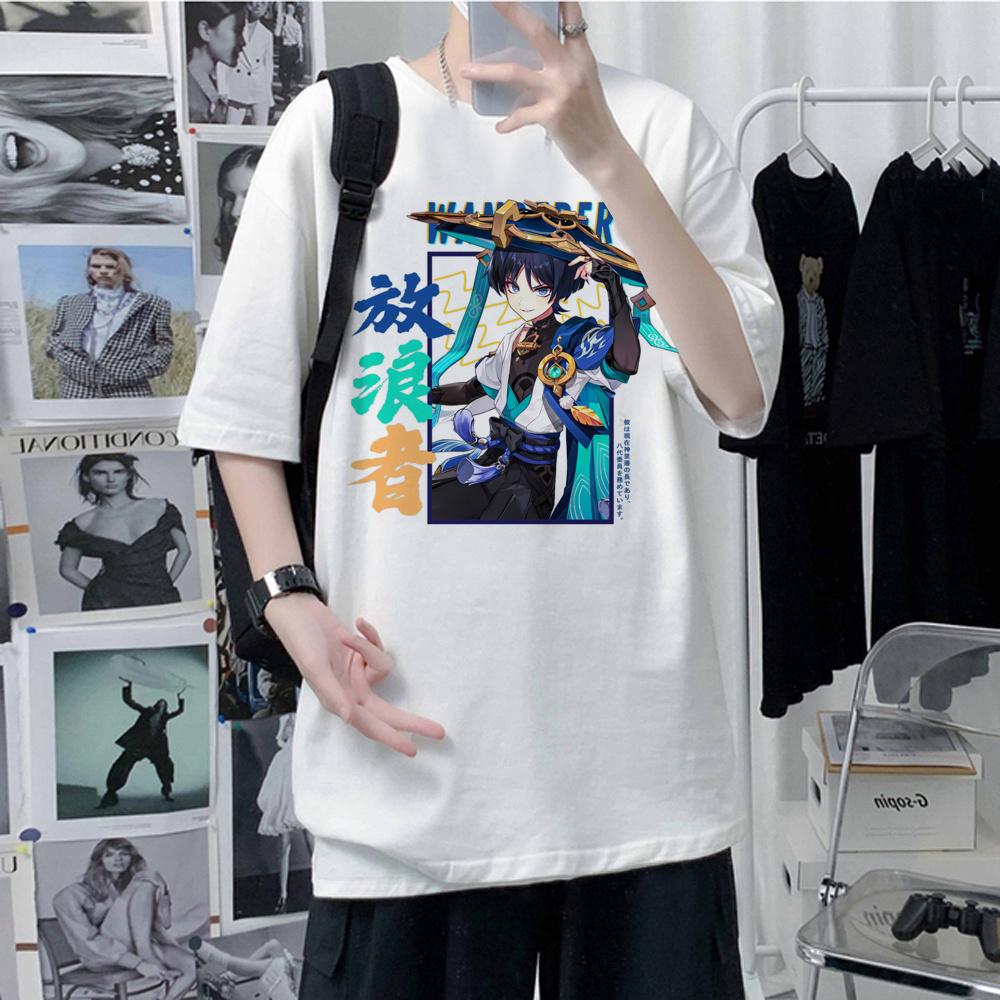 Genshin Impact Anime Kunikuzushi Print T Shirt Unisex Vintage Short Sleeve Harajuku Graphic Scaramouche Unisex Tshirt Unisex Unisex