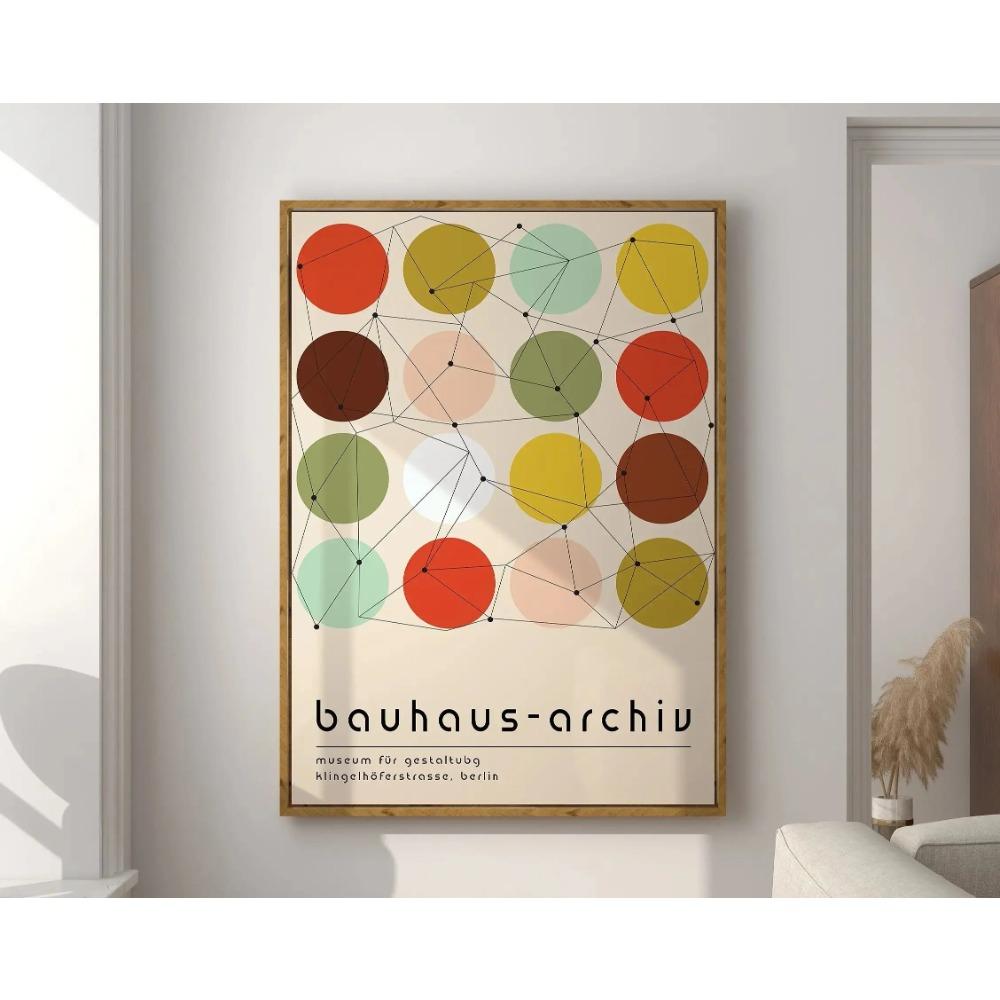 Mid Century Bauhaus Poster Geometric Wall Art Canvas Prints Living Room Bedroom Bright Colourful Artwork for Home Decor
