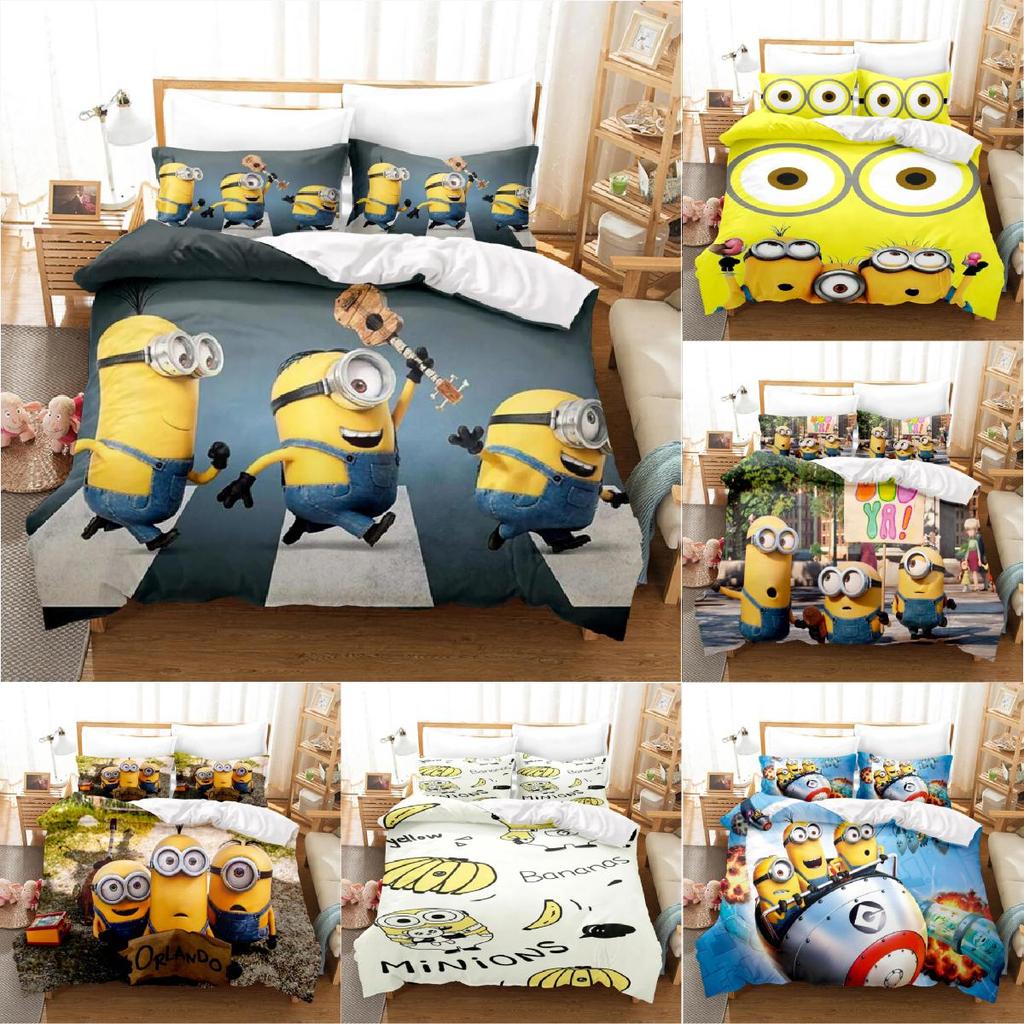 Minions Duvet Anime Cover Set Comforte Printed Cartoon Twin Bedding Christmas