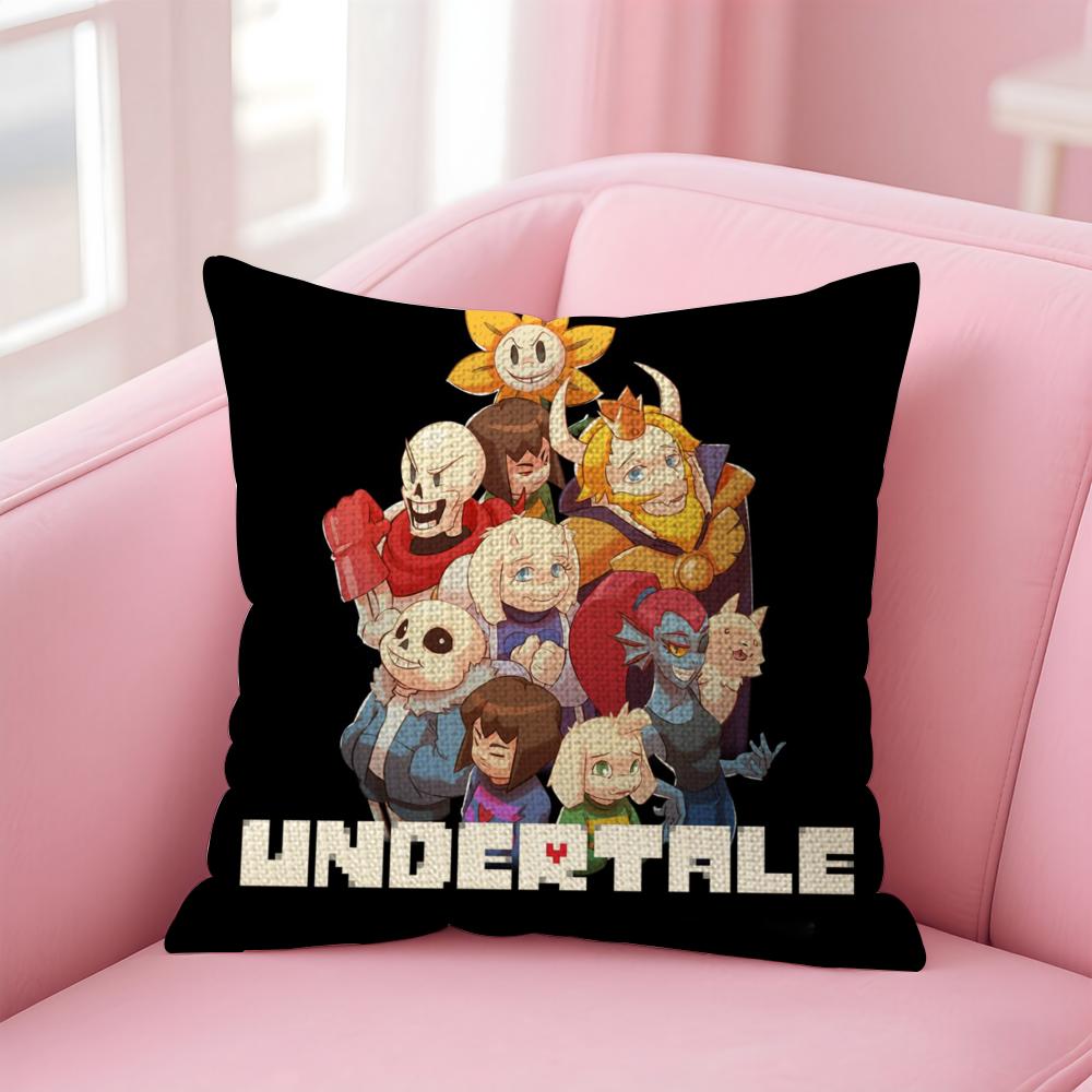 UUndertale Game Cushion Cover Natural Linen Pillow Case DoubleSided Print Decorative Sofa Pillowcase Home Decor Gift