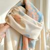 High-end double-sided jacquard leaf scarf, thickened warm autumn/winter faux cashmere shawl, versatile neck warmer