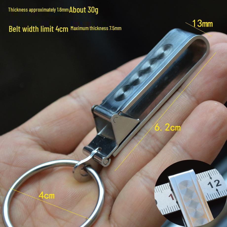 Męski brelok do kluczy ze stali nierdzewnej z klipsem do paska i blokadą szybkiego uwalniania