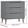 Vidaxl Komoda Molde, Szara, 80X40X80 Cm, Lite Drewno Sosnowe