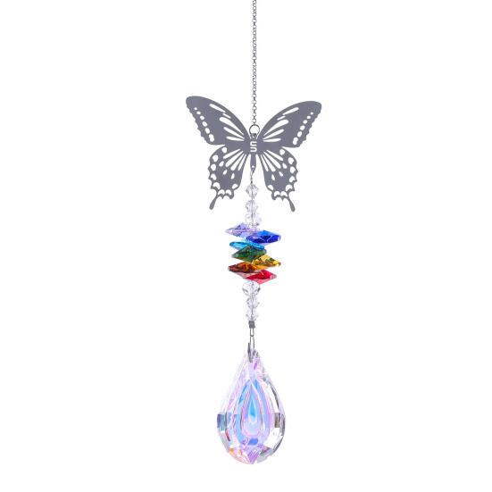 Faux Crystal Sun Catcher Decoration Hollow Fairy Tree of Life Owl Butterfly Hummingbird Hanging Ornament Home Office Garden Window Hanging Pendant