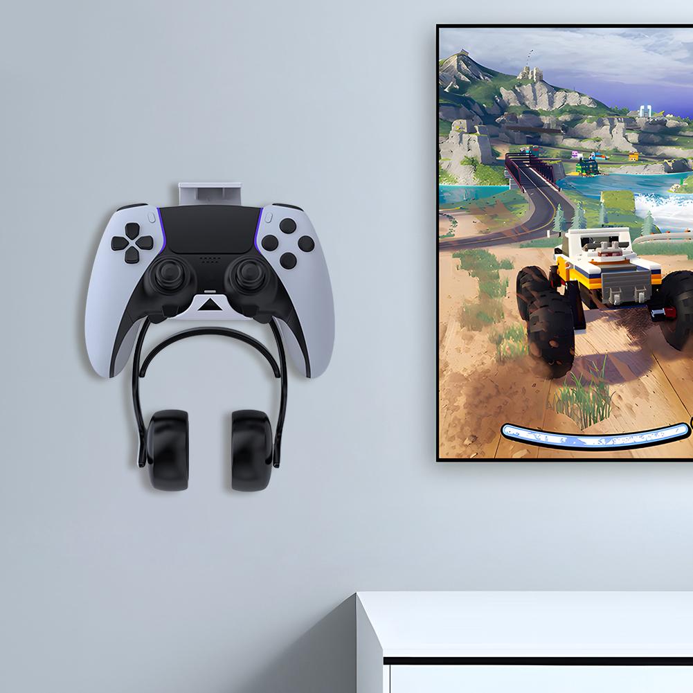 Under Desk/Wall Mount Universal Game Controller Mount Holder Hanger with Headset Stand Wall Rack Wall Mount Wall Hanger For