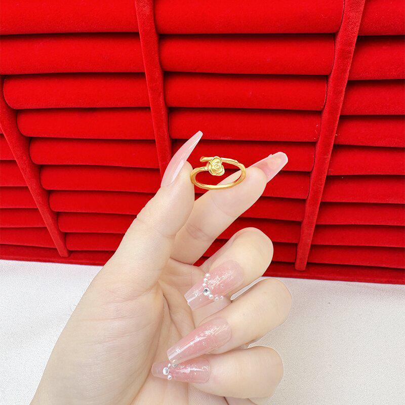 Exquisite Sand Gold Open Ring for Women: High-End Niche Design, Light Luxury Style, Long-Lasting Color, Imitation Gold.