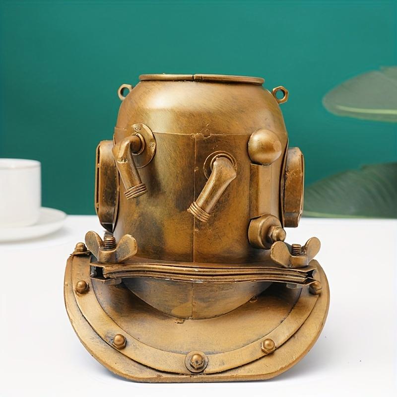 Vintage Steampunk Iron Helmet Pen Holder,Industrial Style Metal Decor for Home, Bedroom, or Office, Perfect for Christmas, Halloween, Easter, Hanukkah