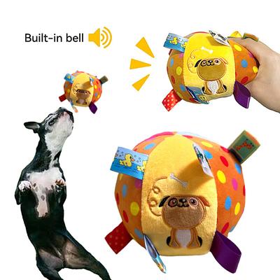 Plüsch-Hundespielzeugball mit Gesang, lustiges interaktives Haustierspielzeug mit Glöckchen, Zahnreinigungs-Kauspielzeug für kleine und große Hunde, Katzen, Welpenspielzeug