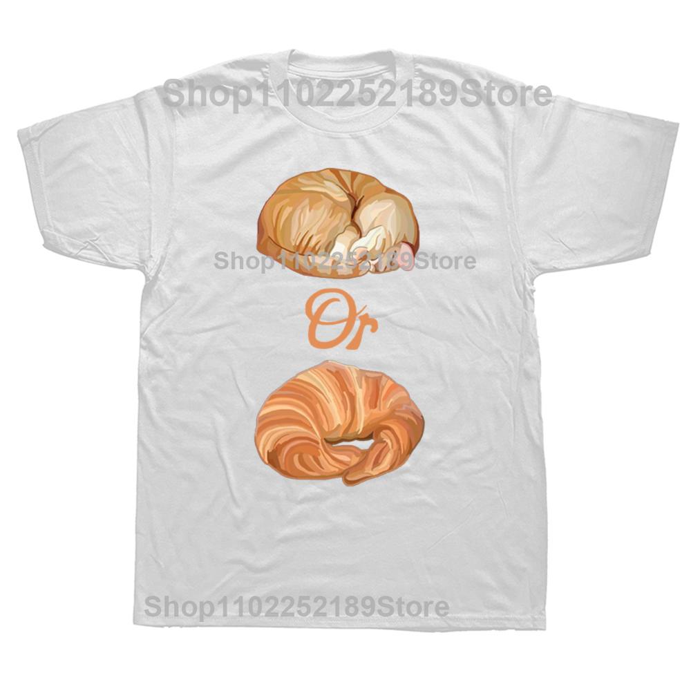 Funny Croissant Cat Meme Graphic T-shirts Men Women's Fashion Casual Tshirt 100% Cotton Loose Oversized Food Lover T Shirt