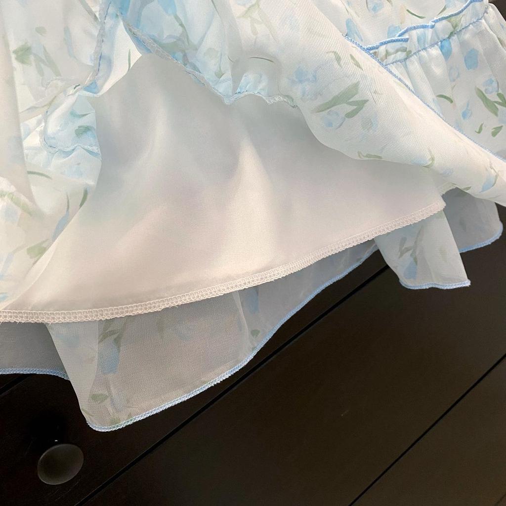 New Blue Princess Sleeveless Summer Dress for Girls - Korean Chic Style Fairy Skirt