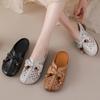 Pantuflas de Verano para Mujer de Cuero Genuino con Punta Cerrada - Suela Suave, Antideslizantes, Comodidad para Exteriores para Personas de Mediana Edad y Mayores (Nuevo Estilo 2026)