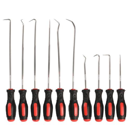Picking Tool, Pick Tool, Pickup Tool, Precision Hook Set, 10-Piece Set with Storage Pocket, Easy to Carry, Long + Short Pick & Hook Tool, Oil Seal Rem