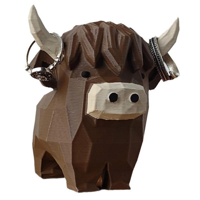 

Highland Cow Ring Holder Resin Craft Decorative Figurine Jewelry Storage Organizer Desktop Ornament A