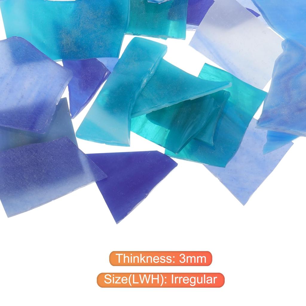 uxcell Craft Glass Mosaic Tiles, Stained Glass Mosaic Tiles Bulk, Blue Series, 2 Sets for Craft, DIY, Hobby Art Projects