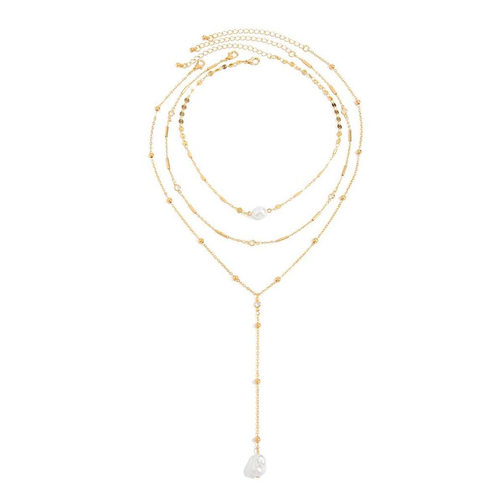IngeSight.Z 3Pcs/Set Trendy Simple Imitation Pearl Pendant Necklace Women Sexy Exquisite Gold Color Long Chain Jewelry 2026 New