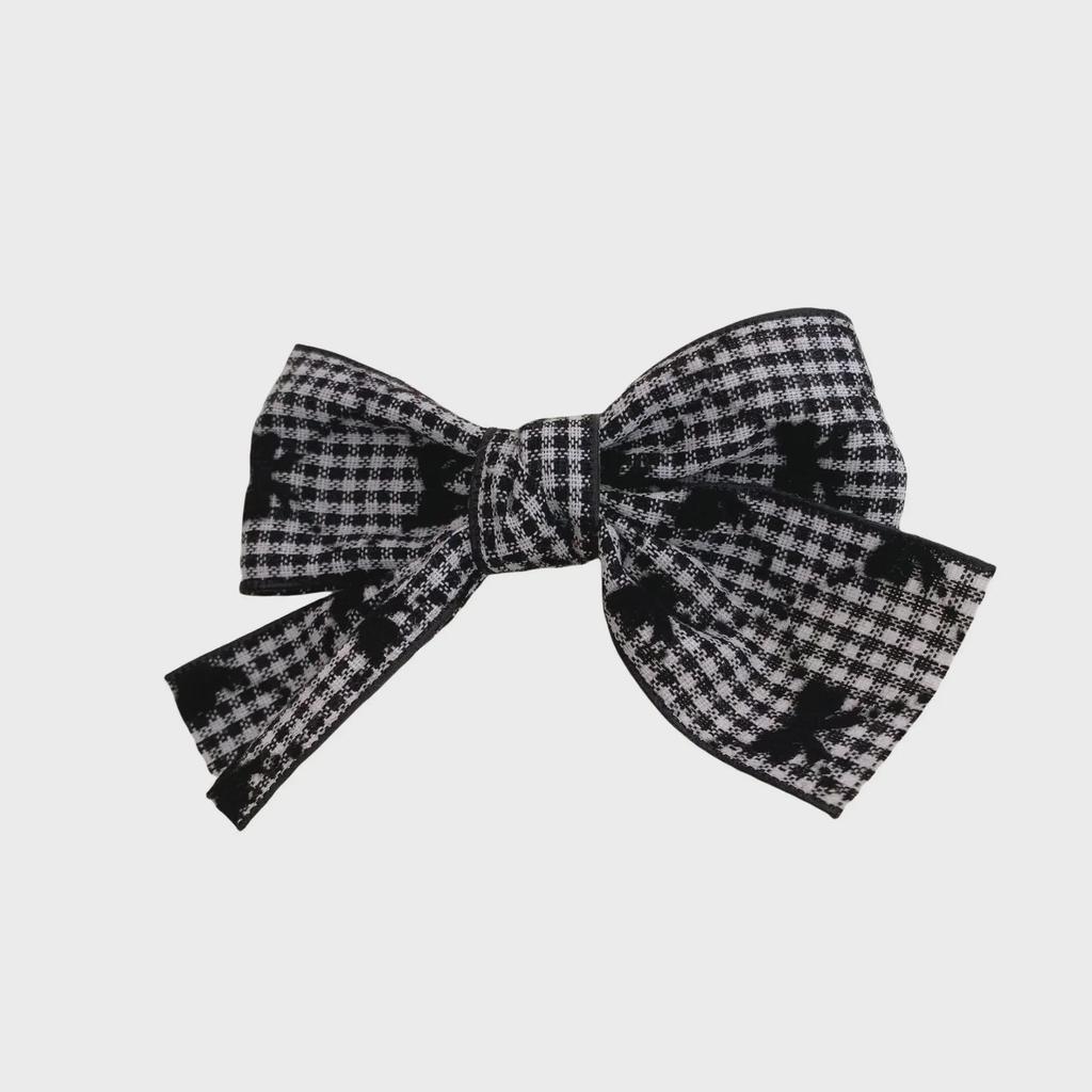 Korean Black Fabric Flower Bow Hairpin for Girls - Autumn/Winter